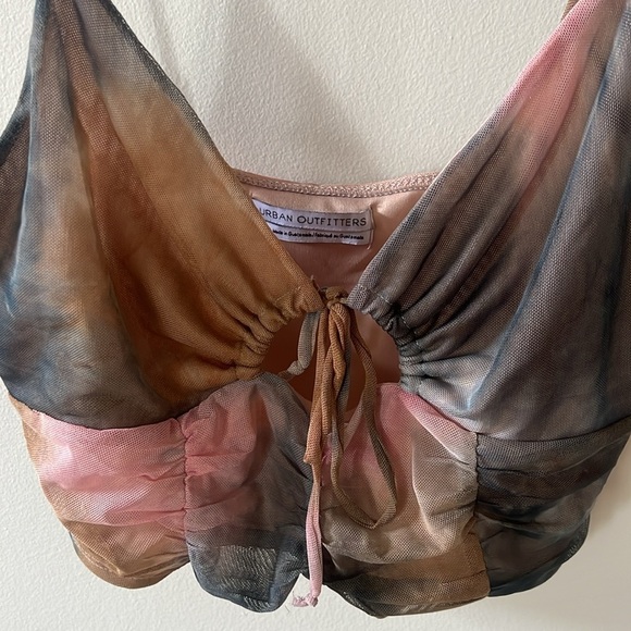 Urban Outfitters Sweetheart Mesh Cut Out Crop Top - Picture 3 of 6